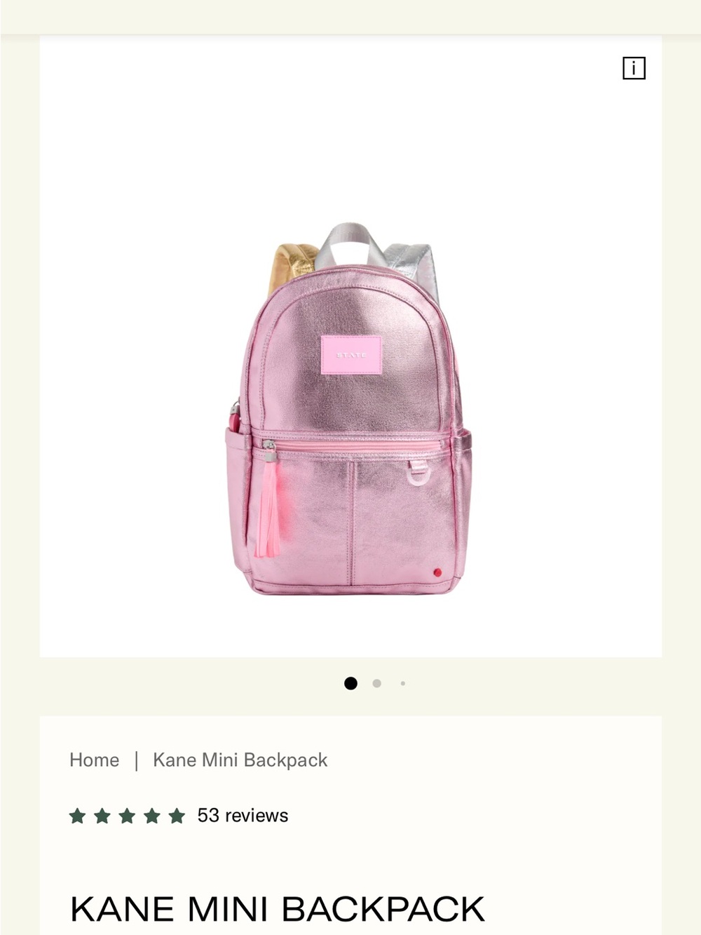 STATE Metallic Pink Kids Mini Backpack with Gold & Silver Straps